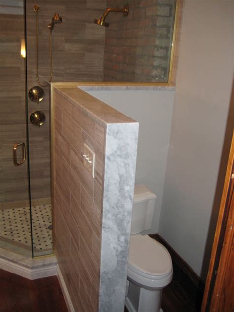Master Bath Vanity Shower Threshold And Kneewall Cap Carrera Marble