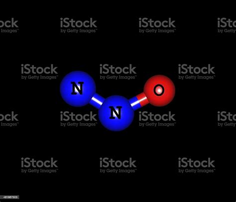 Nitrous Oxide Molecular Structure Isolated On Black Stock Photo