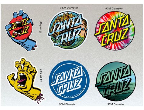 Santa Cruz Board Stickers Set X6 Laminated Water Resistant Etsy