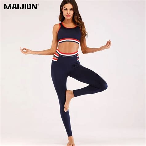 Maijion Women Breathable Yoga Sets Sportswear Elastic Soft Gym Fitness Tracksuit Ladies Crop Set