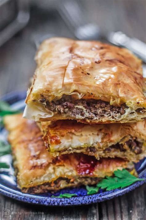 Gently spread the filo dough out flat and cover with. Phyllo Meat Pie Recipe - The Mediterranean Dish