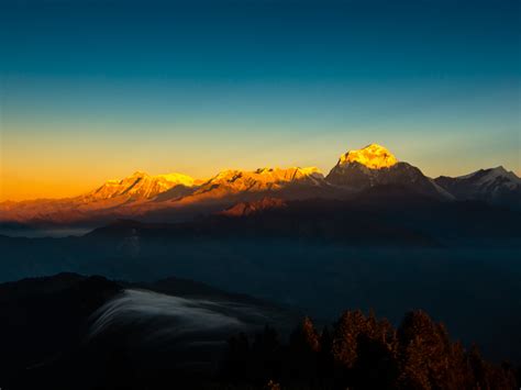 Wallpaper Mountain Golden Peaks Himalaya Mountains Range Sunset
