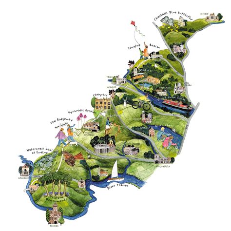 Pictorial Map Of The Chilterns Created For The Chilterns Aonb By