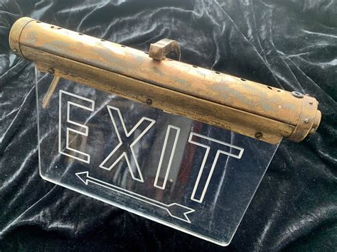 Vintage Flambosign Cinema Theatre Exit Sign With Brass Wall Fitting
