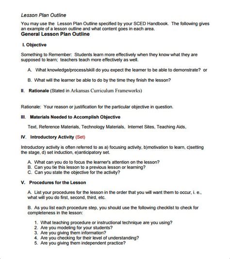 Lesson Plan Outline Template 10 Free Free Word Pdf Format Download