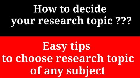 How To Choose Research Topic Youtube