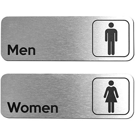 Brushed Aluminum Restroom Signs Set Of 2 Men And Women Modern