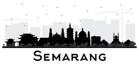 Premium Vector Semarang Indonesia City Skyline Silhouette With Black