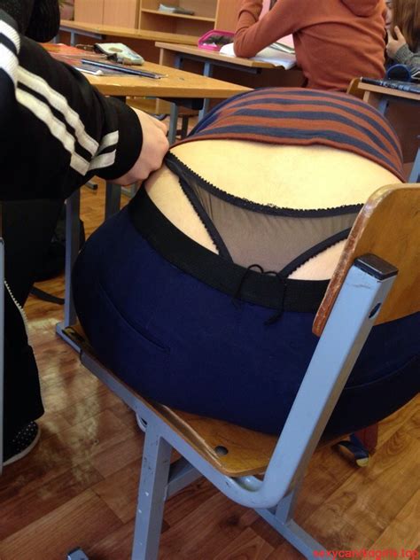 College Girl Bending Over In Classroom With Her Transparent Panties