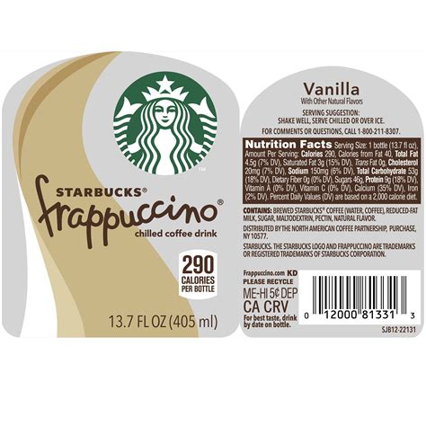 33 Starbucks Bottled Frappuccino Nutrition Label Labels