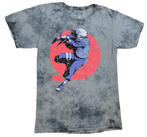 Naruto Anime Character Mens Black Tie Dye Short Sleeve Graphic Tee