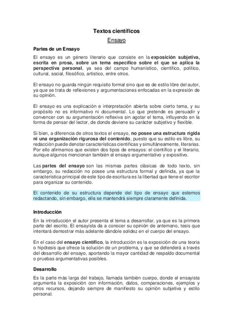 Doc Textos Científicos Ensayo Partes De Un Ensayo Arturo Wenceslao