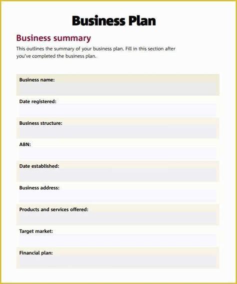Free Business Plan Template Word Of Simple Business Plan Template 9