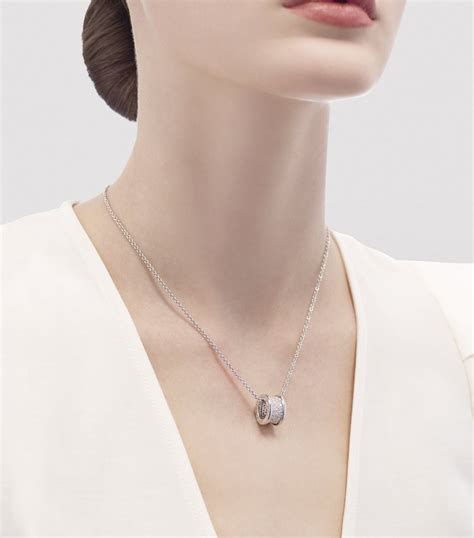 Bvlgari White Gold Pavé Diamond B Zero1 Necklace Harrods UK