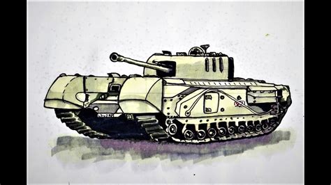 How To Draw A Churchill Tank Mark Iv Youtube