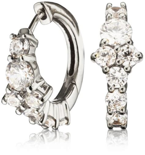 Lily Roo Small Silver Cluster Diamond Style Huggie Hoop Earrings