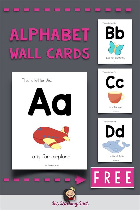 Alphabet Wall Cards The Teaching Aunt Abc Flashcards Printable