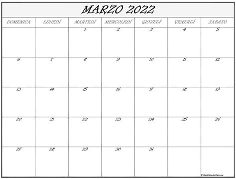 Marzo 2022 Calendario Gratis Italiano Calendario Marzo