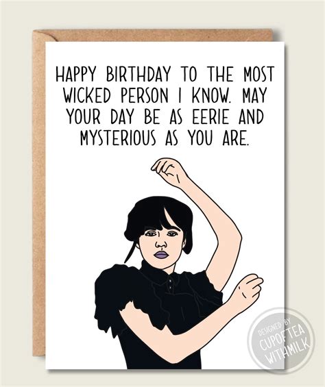 Funny Wednesday Addams Inspired Birthday Card Happy Birthday Card
