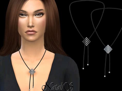 The Sims Resource Curved Square Crystal Necklace By Natalis • Sims 4