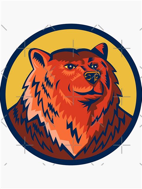 Russian Bear Head Circle Retro Sticker For Sale By Patrimonio Redbubble