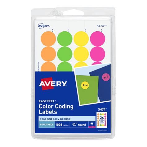 Avery Removable Print Or Write Color Coding Labels 34 Round