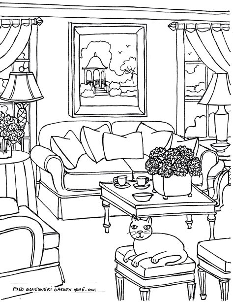 House With Rooms Coloring Pages Sketch Coloring Page