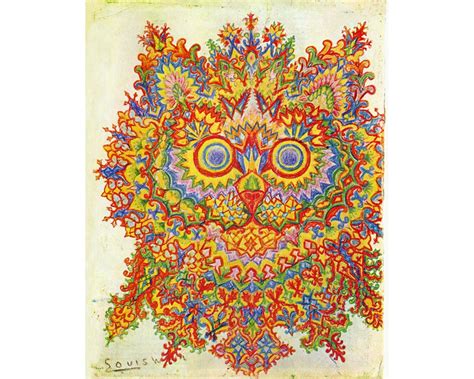 Louis Wain Kaleidoscope Cat Art Print Outsider Art Art Brut Etsy