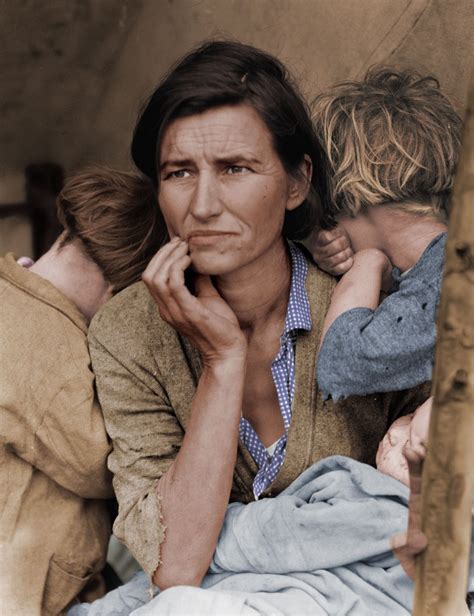 Migrant Mother Colorized 1936 Shorpy Old Photos Framed Prints