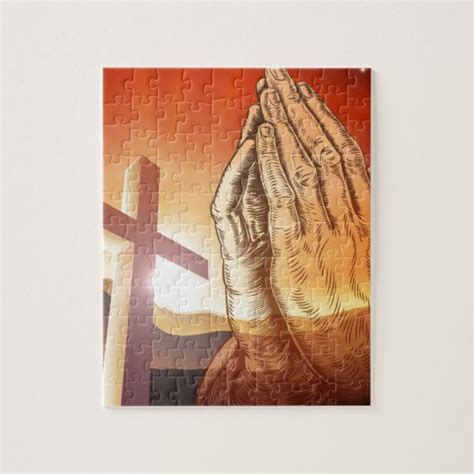 Christian Cross Praying Hands Jigsaw Puzzle