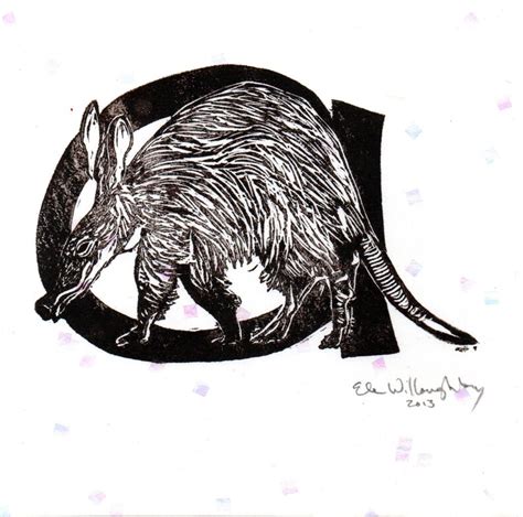 Aardvark A Monogram Linocut Alphabet Typographical Lino Block Etsy Sweden