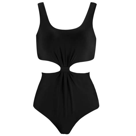 Black Cut Out Knotted Tank One Piece Swimsuits For Women Black