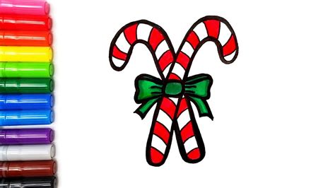 Candy Cane With Bow Drawing Linebodyartpng