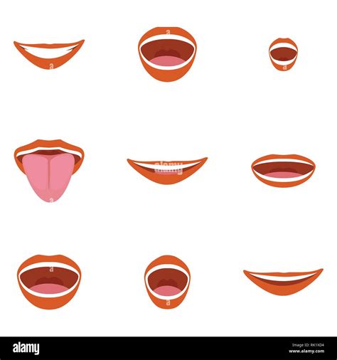 Vector Illustration Flat Mouth Icon Set Cartoon Mouth Expressions