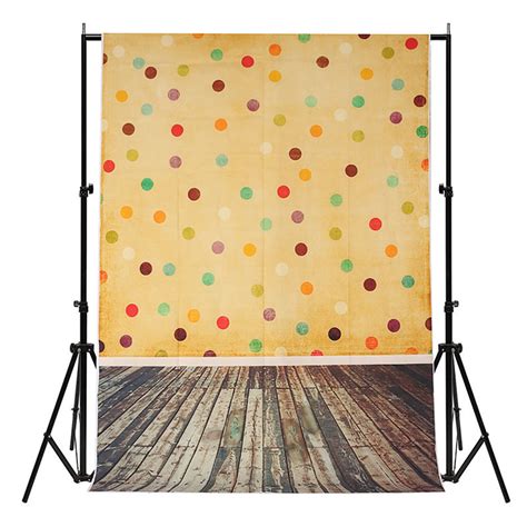 New 5x7ft Vinyl Cute Yellow Colorful Dot Wood Floor Photography
