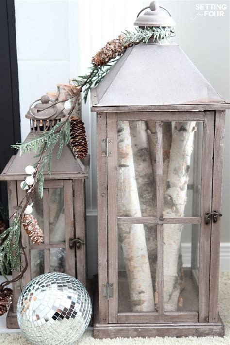 Winter Mantel Decorating Ideas Lantern Decor Living Mantel