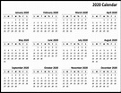 Free Printable 2020 Calendar – One Page Template