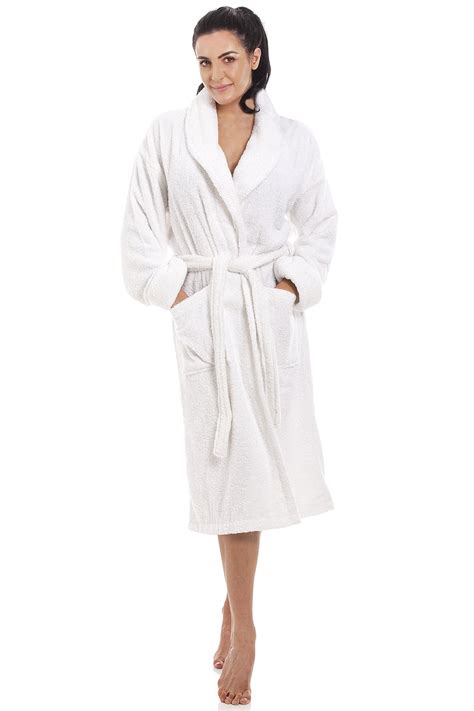 Womens White Towelling Bath Robe