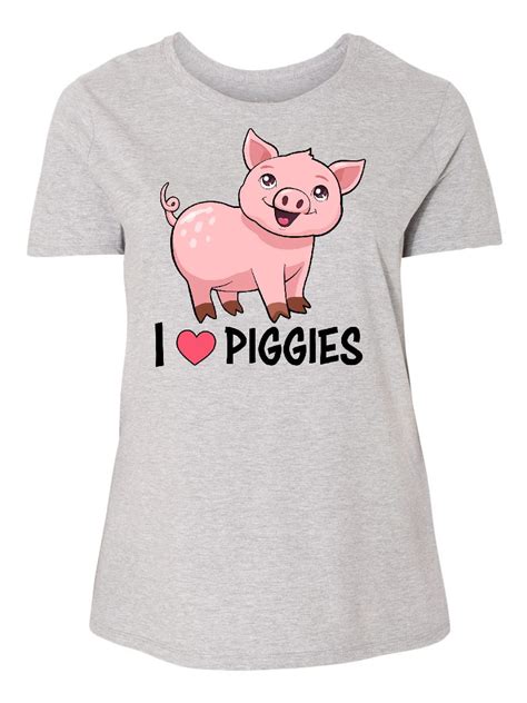 Inktastic I Love Piggies Cute Pig Womens Plus Size T Shirt