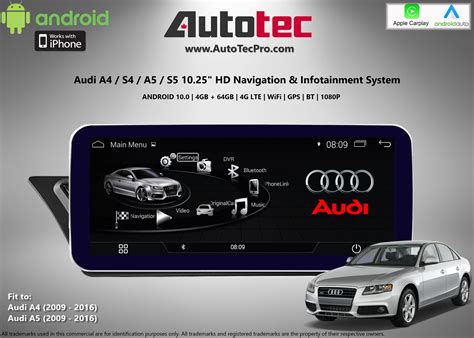audi a4 a5 2009 2016 oem fit 10 25″ hd touch screen android navigation system gps bt