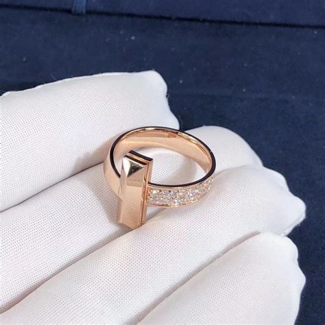 Tiffany 18k Rose Gold T1 Wide Diamond Ring