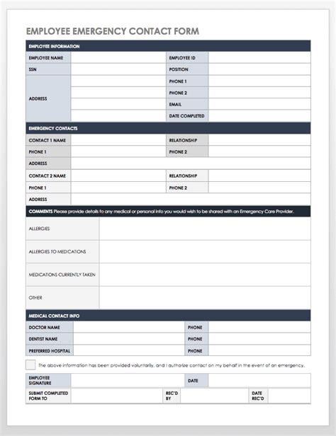 Contact Information Form Template Printable Printable Templates