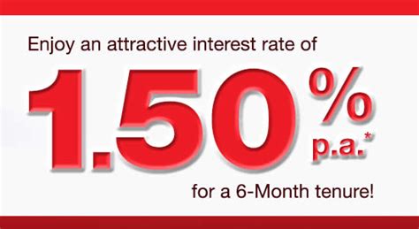 The rate indicated is based on the 'unfixed deposit' product' and is for a 12 month tenure for tier 1. CIMB 1.50% p.a. SGD Fixed Deposit Promo from 1 - 31 Jul 2016
