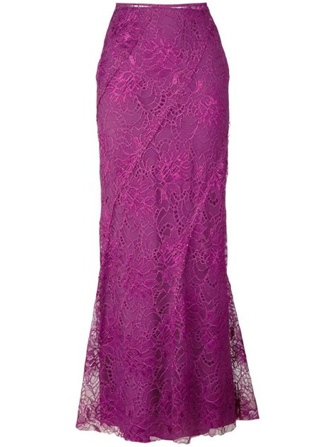 Alberta Ferretti Purple Lace Long Skirt Modesens