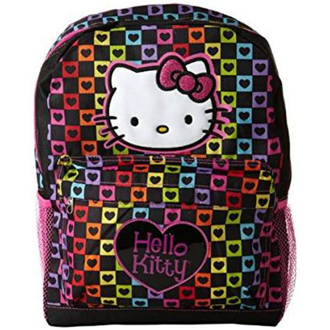 Hello Kitty Backpack Hello Kitty Rainbow Hearts Checker 16