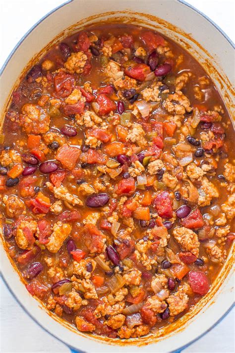 The Best Healthy Turkey Chili Recipe 30 Minutes Averie Cooks