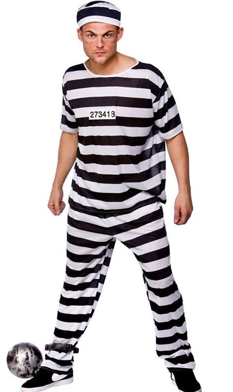 Prison Break Convict Costume Plus Size Fancy Dress Costume Xl