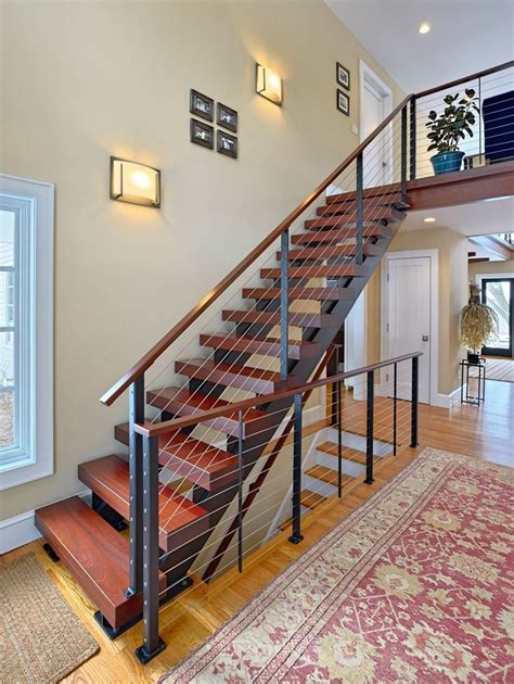 Contemporary Stairs And Cable Railing In Katonah Ny