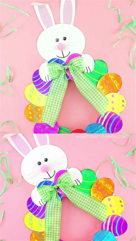 Use one small piece of your paper plate to cut out two bunny ears. How to Make a Paper Plate Easter Egg Wreath - #craft #Easter #EGG #paper #Plate … | Easy easter ...