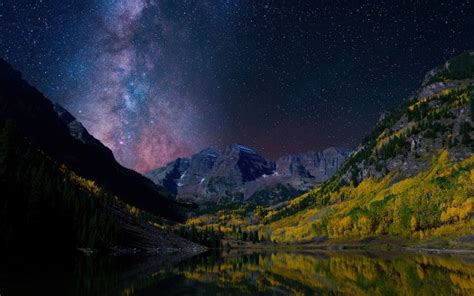 Milky Way On Starry Night Landscape 4k Hd Nature